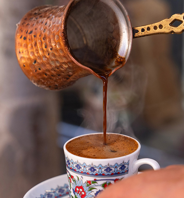 Pouring Turkish coffee
